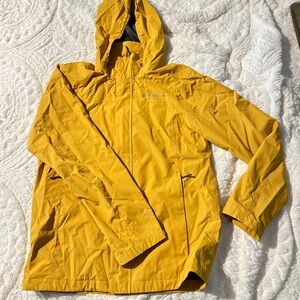 Mustard yellow rain jacket
